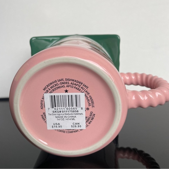 Starbucks Festive Pink Mug with Green Roof Lid - Picture 8 of 9